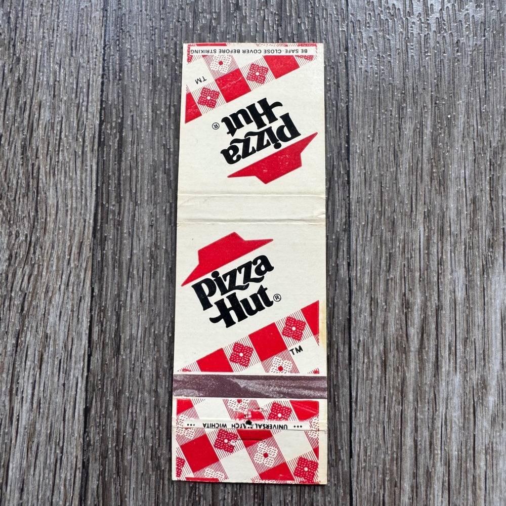 Pizza Hut Matchbook Cover Vintage Red White Checkered Logo Universal Match
